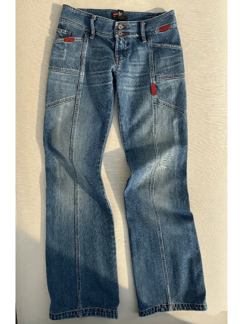 Diesel Women's Boot Cut Jeans in Faded Blue with Red Accent - Picture 3 of 9